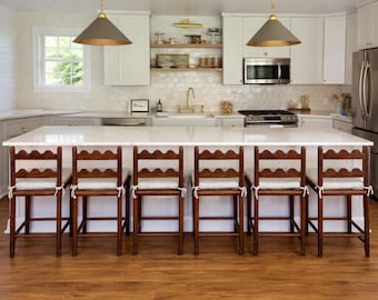 Taburete de bar de madera maciza a la altura de la encimera, estilo rústico de granja, muebles de cocina DL1011ZZ