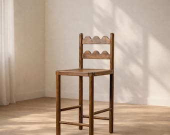 Solid Wood Bar Stool – Rustic Farmhouse Counter Height Kitchen Island Chair DL1011ZZ