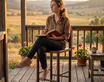 Taburete de altura de mostrador, silla personalizada grabada, taburete rústico para isla de cocina estilo granja, muebles de madera hechos a mano DL1011NZ