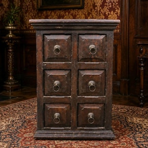 Antique Solid Wood Apothecary Cabinet 6 Drawer Chest