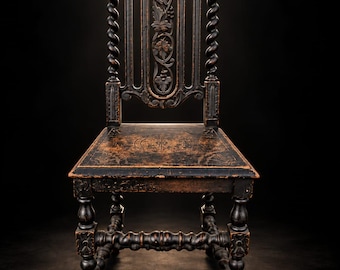Antique Victorian Carved Chair Ornate Wooden Hall Side Accent Chair