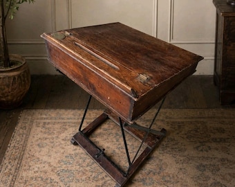 Antique Folding Wooden School Desk Victorian Style