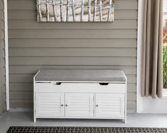 Shoe Storage Bench with Lift Top Storage, Entryway Bench with Cushion, Shoe Cabinet with Adjustable Shelf, Modern Bench for Hallway Bedroom