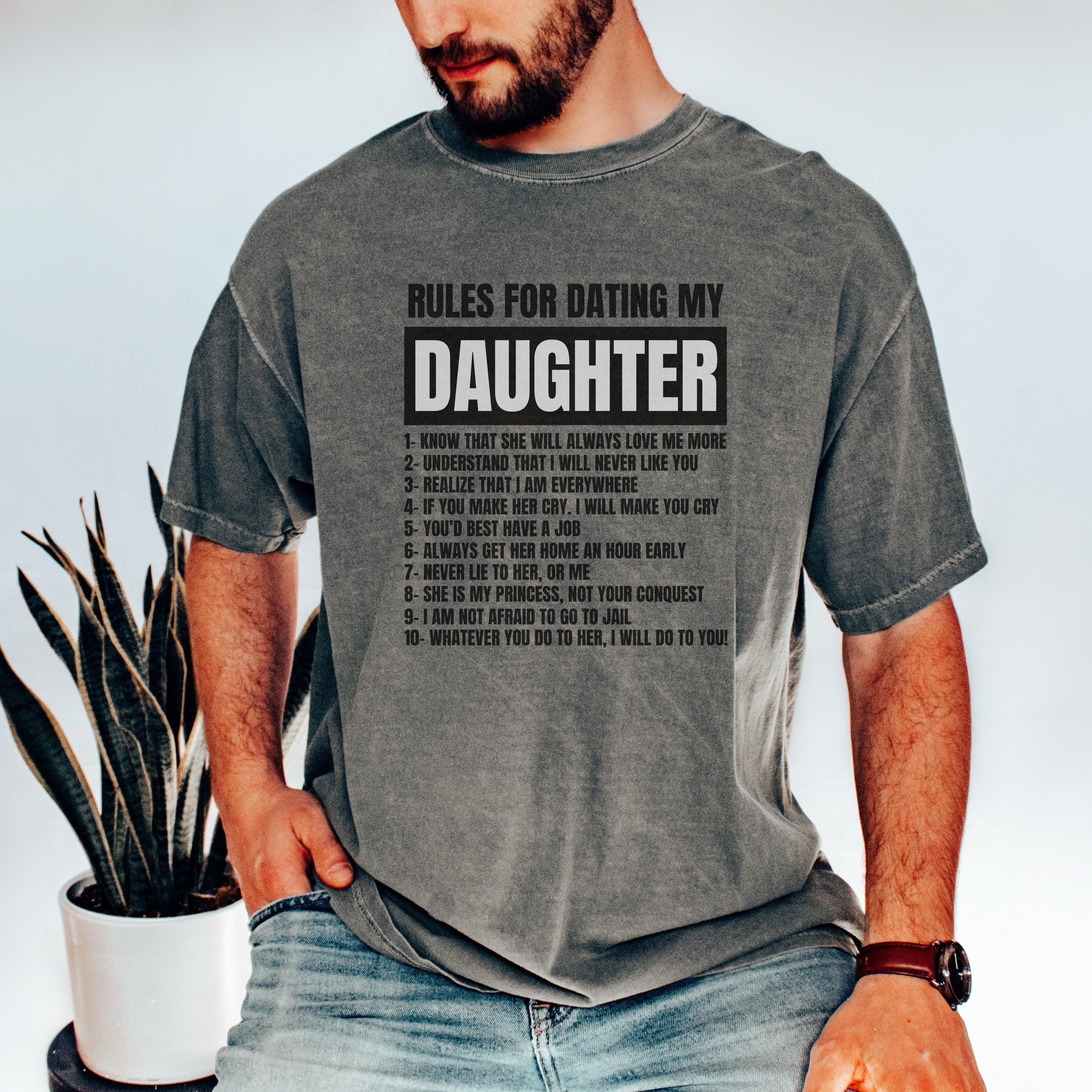 Kerner BeWild T-Shirt Uomo 'Top Ten Rules For Dating My Daughter': Cotone Biologico, Lavabile In Lavatrice - 3