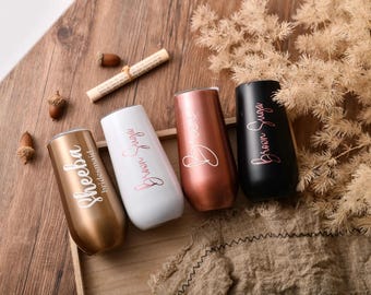 Personalized bridesmaids champagne glasses - custom wedding glassware, wedding gifts for her, elegant glassware for bachelorette parties