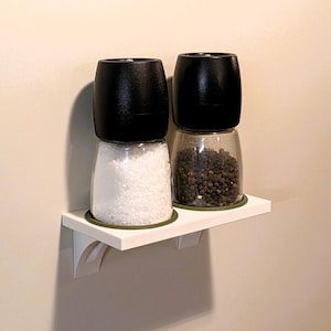 Salt & Pepper Rack | Spice Mill Holder | Kitchen Wall Mount | Compatible with IKEA IHÄRDIG | Magnetic, Adhesive or Screw Mounting | Kitchen Organizer