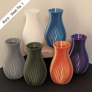 AURA · Vase No. 1 – heavy 3D-printed designer vase with waterproof inner vase | modern matte or two-tone shimmering