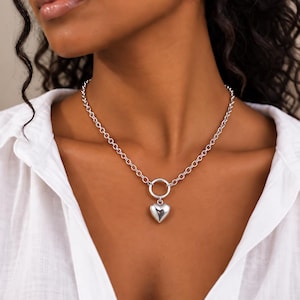 Hjärthalsband i 925 sterlingsilver - Chunky Y2K Grunge O-ringkedja