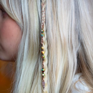 Handgjorda kopparhårsmycken - Boho flätade pärlor - Magisk hårtwist