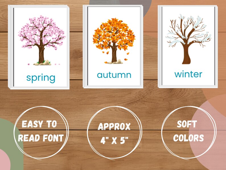 Seasons Flashcards – Preschool Learning, Kids Education (digital ...