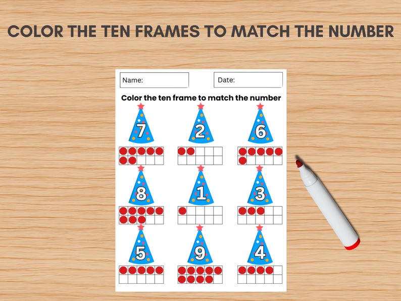 Ten Frame Worksheets for Preschool & Kindergarten - Numbers 1-10 Math ...