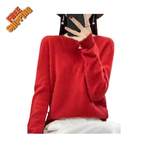 Merino Wool Knit Sweater – Women's Soft O-Neck Pullover