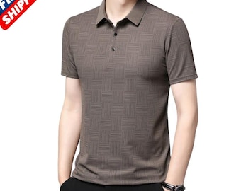 Men's Printed Summer Polo Shirt | Breathable & Comfortable Short Sleeve Business Casual Top