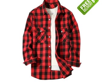 Men's Plaid Cotton Blend Flannel Shirt: Smart Fit Casual Button-Down