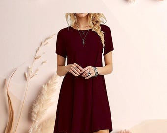 Women’s Vintage Casual T-Shirt Dress | O-Neck Short Sleeve Loose Mini Dress | Summer Streetwear Sundress