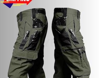 Men's Waterproof Tactical Cargo Pants: Multi-Pocket Outdoor Work Hiking Trousers