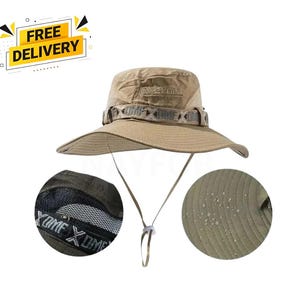 Men’s Summer Bucket Hat Wide Brim UV Protection Safari Fishing Hat Breathable Mesh Outdoor Hiking Beach Panama Style Cap