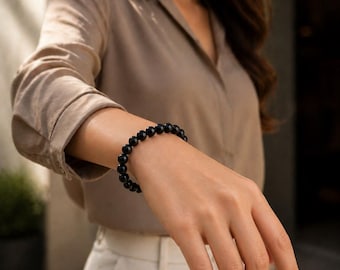 Natural Golden Obsidian Beaded Bracelet, Unisex Crystal Energy Jewelry