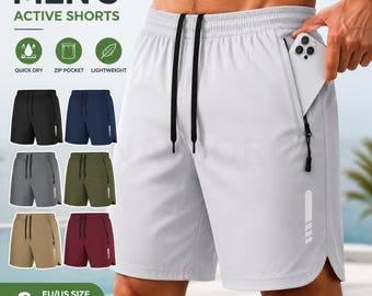Men's Sport Shorts, Running Gym Fitness Shorts, Summer Beach Training Jogging Shorts