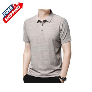 Bedrucktes Sommer-Poloshirt für Herren | Atmungsaktives und bequemes Kurzarm Business Casual Top Bild 10