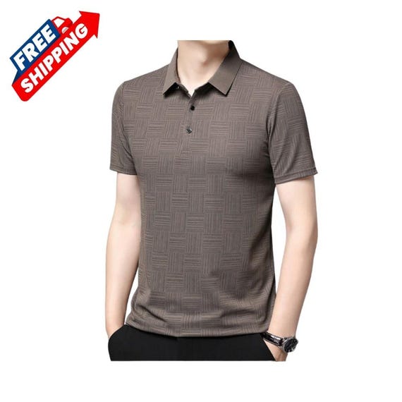 Men's Printed Summer Polo Shirt | Breathable & Comfortable Short Sleeve Business Casual Top