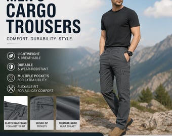 Men's Quick Dry Cargo Pants: Lightweight Hiking Trousers, Breathable Nylon Summer Casual Wear