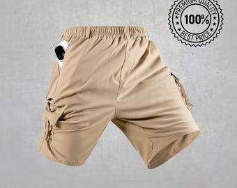 Men's Cargo Shorts Tactical Summer Work Shorts Loose Fit Outdoor Hiking Knee Length Pants