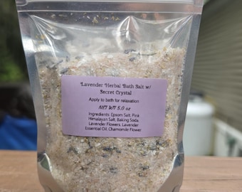 Handmade Lavender Herbal Bath Soak w/ Secret Crystal