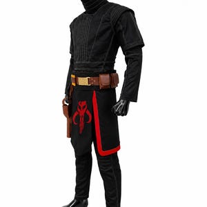 Boba Fett Costume Cosplay | Black Mandalorian Flight Suit with Mythosaur Skirt & Holster Belt | Star Wars Inspired Bounty Hunter Outfit image 4