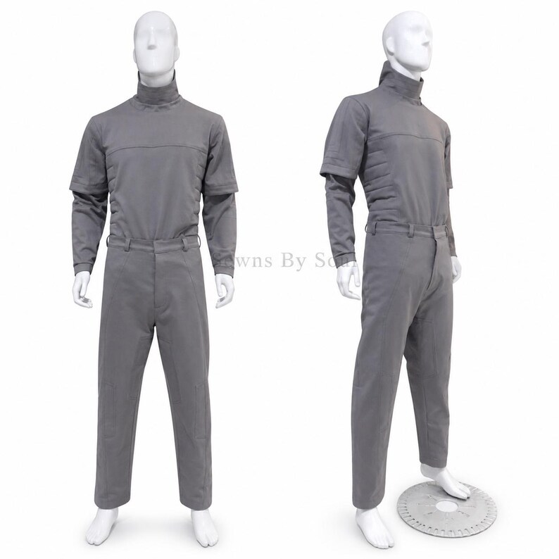 Death Watch Mandalorianische Fluganzug & Weiße Flakweste | Star Wars Cosplay Kostüm | Grauer Stoffunterzieher | Kundenspezifisches Replik-Outfit Bild 2