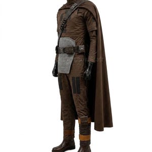Mandalorian Cosplay Costume Brown Cape Suit Star Wars Inspired Outfit Custom Made Adult Halloween Costume Full Set image 2