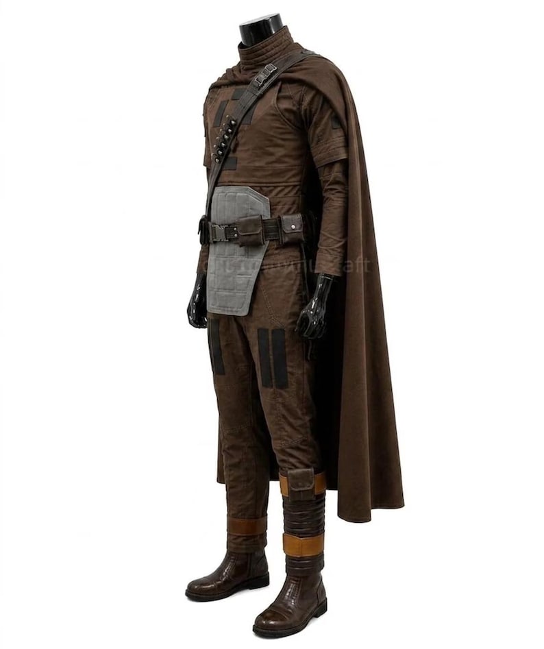 Mandalorian Cosplay Costume Brown Cape Suit Star Wars Inspired Outfit Custom Made Adult Halloween Costume Full Set image 2