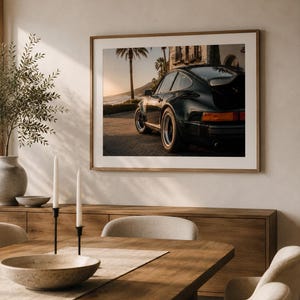 Porsche 930 Turbo Sunset Print | Classic 911 Rear Quarter Wall Art (Digital Download)