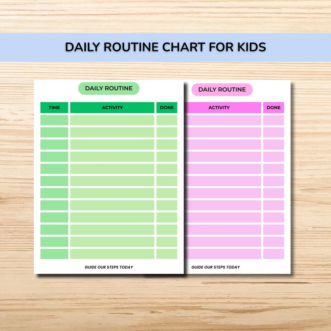 Daily Routine Chart for Kids | Printable Schedule With Time, Task, and ...