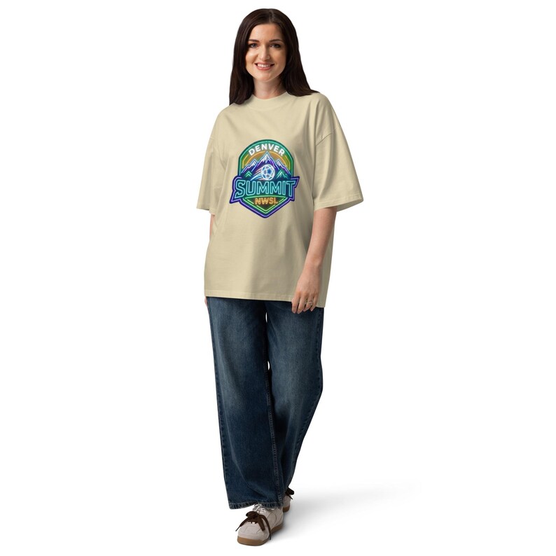 Denver Summit NWSL neon organic oversized high neck t-shirt