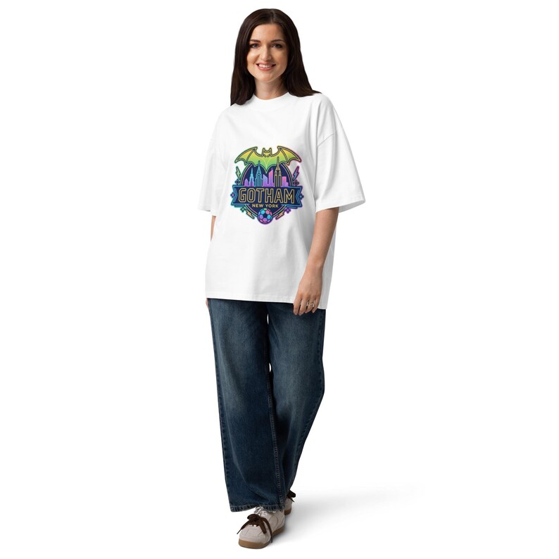 Gotham NY graphic NWSL organic oversized high neck t-shirt