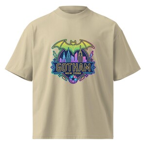 Gotham NY graphic NWSL organic oversized high neck t-shirt