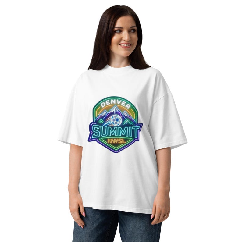 Denver Summit NWSL neon organic oversized high neck t-shirt
