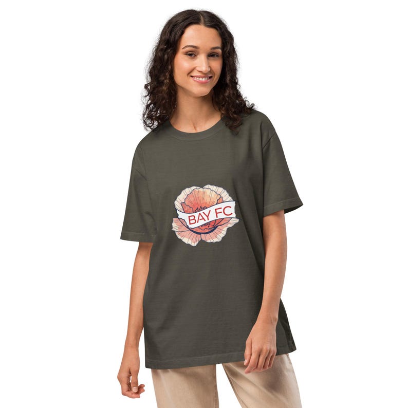 Bay FC NWSL poppy flower oversized t-shirt