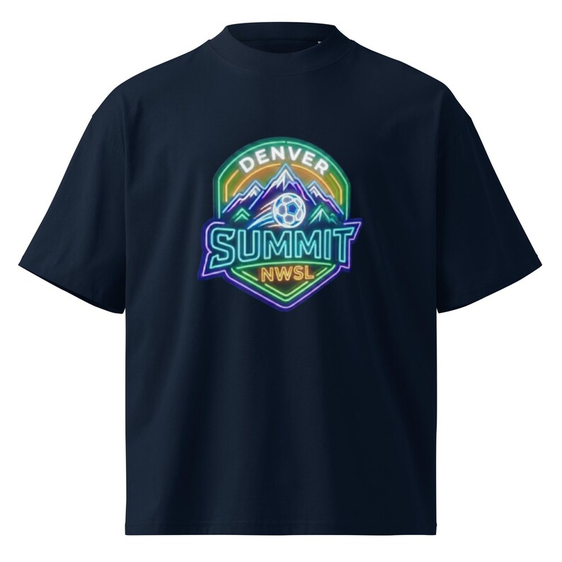 Denver Summit NWSL neon organic oversized high neck t-shirt