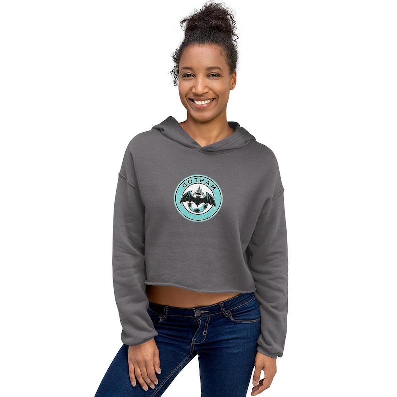 Gotham FC Bat Logo NWSL Women's Soccer Crop Hoodie