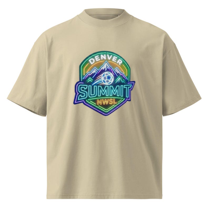 Denver Summit NWSL neon organic oversized high neck t-shirt