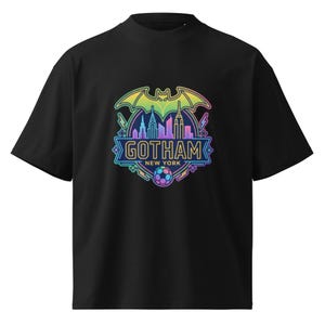 Gotham NY graphic NWSL organic oversized high neck t-shirt