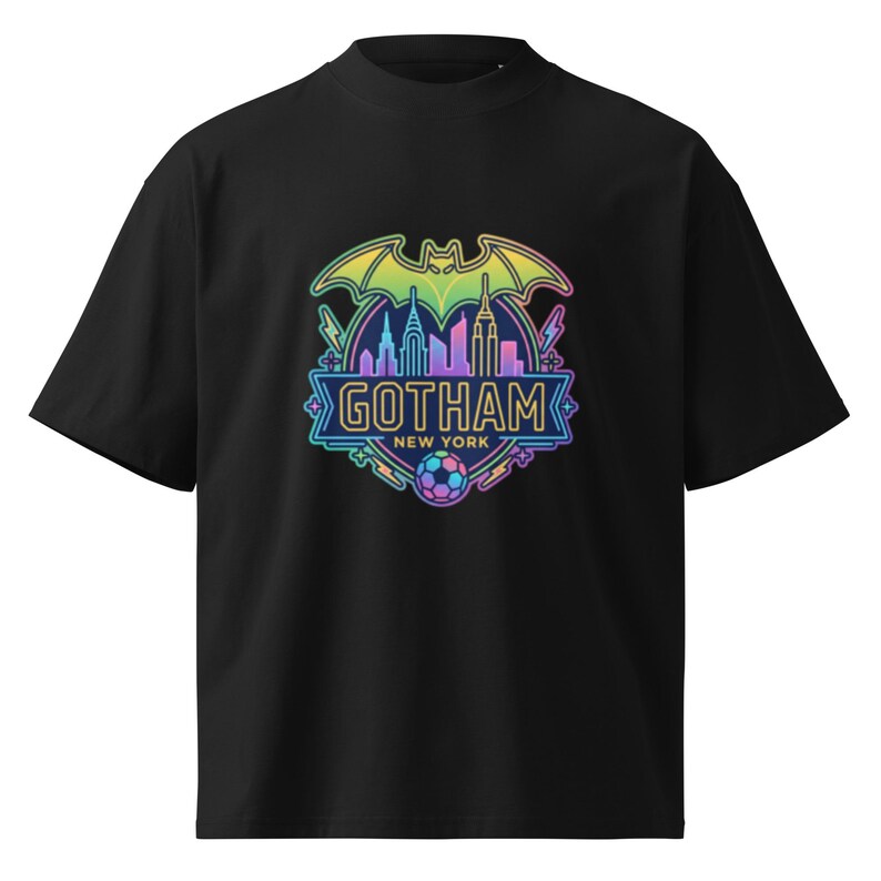 Gotham NY graphic NWSL organic oversized high neck t-shirt