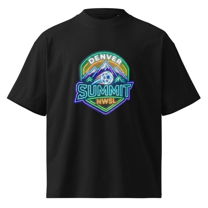Denver Summit NWSL neon organic oversized high neck t-shirt