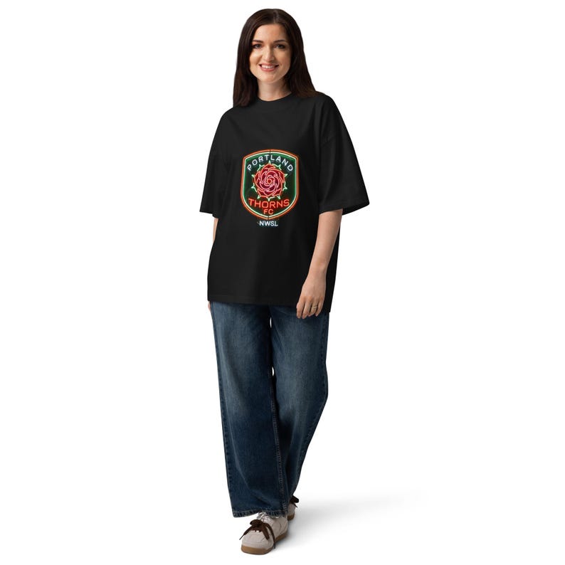 Portland Thorns neon NWSL oversized high neck t-shirt