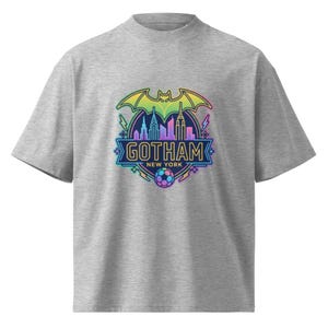 Gotham NY graphic NWSL organic oversized high neck t-shirt