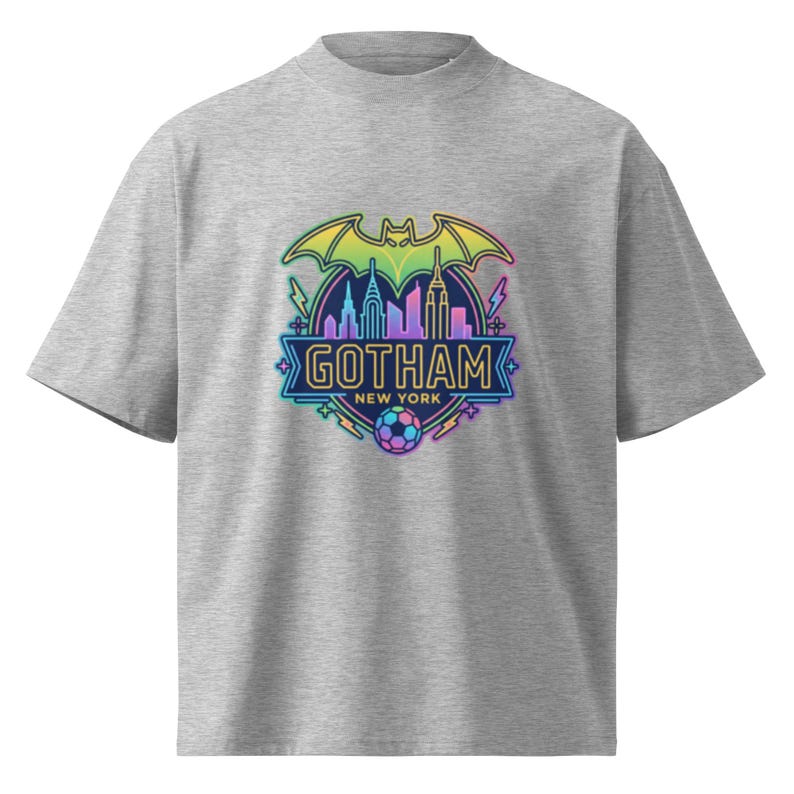 Gotham NY graphic NWSL organic oversized high neck t-shirt