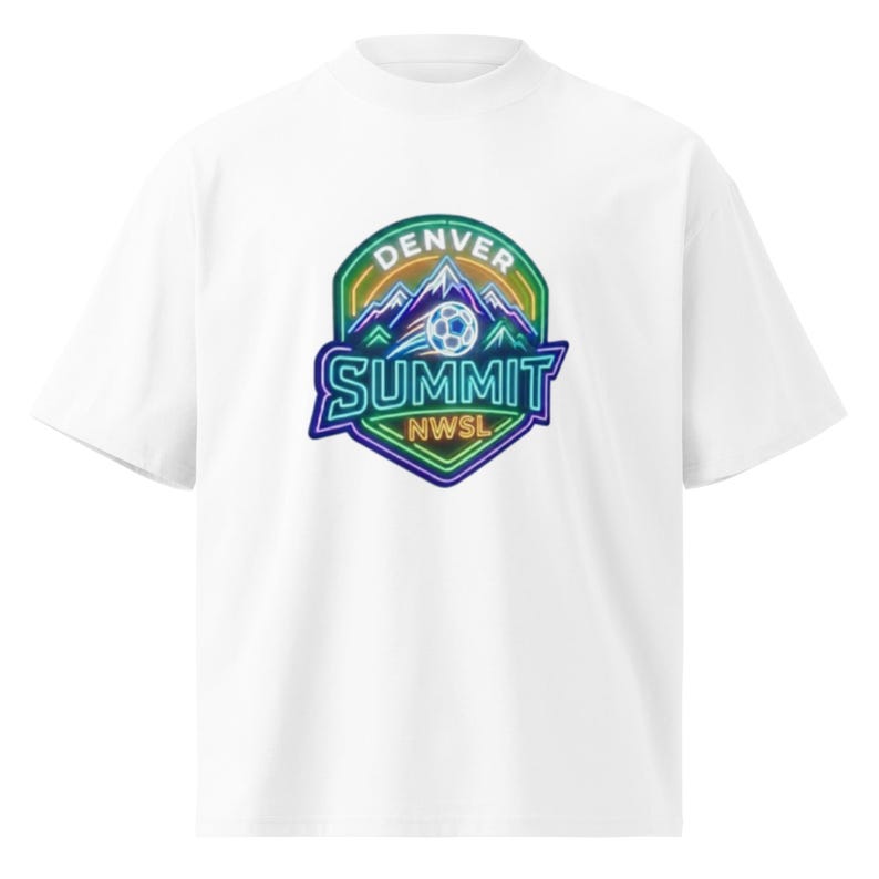 Denver Summit NWSL neon organic oversized high neck t-shirt