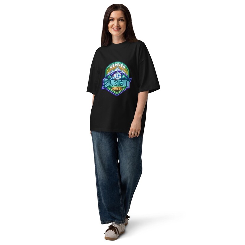 Denver Summit NWSL neon organic oversized high neck t-shirt